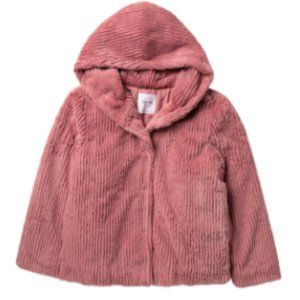Elodie Dark Pink Plush Winter Coat with hood